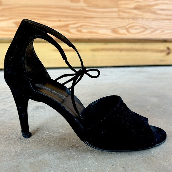Escarpins Noirs à Bout Ouvert (peep Toe) - Marque Predictions, Simili Daim, Talons Moyens, Pointure 6 (medium) - Occasion